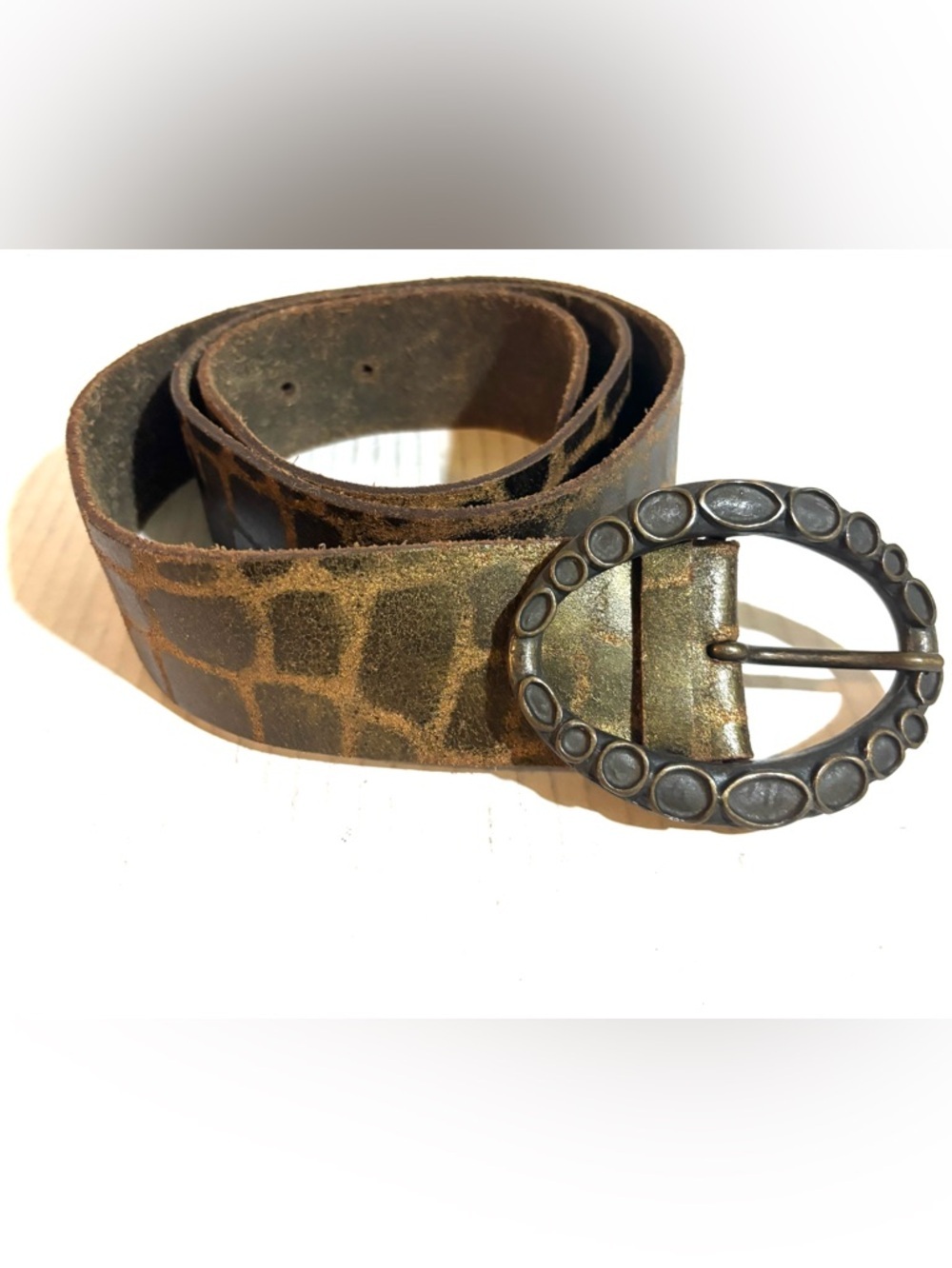Men's  vintage Patterned Belt with Decorative Buckle size XL